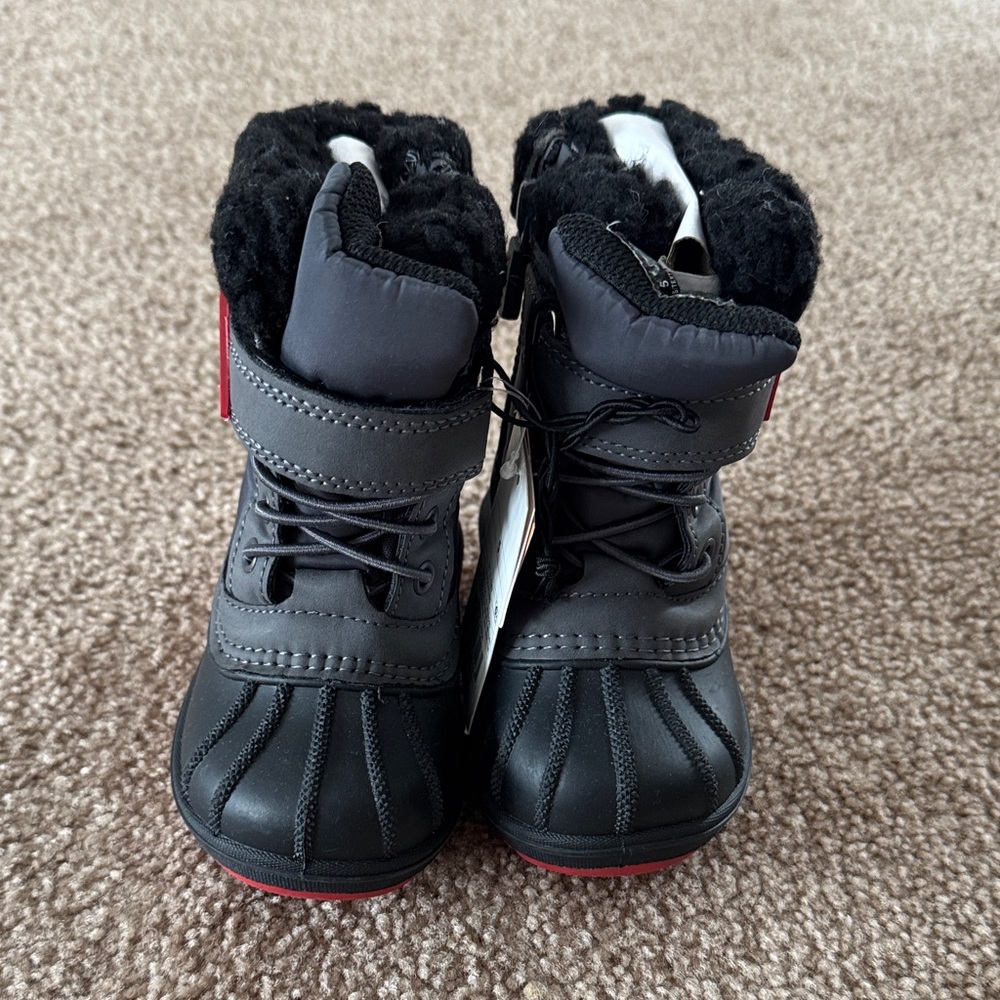 Cat & Jack Black and Gray Kids Snow Boots
